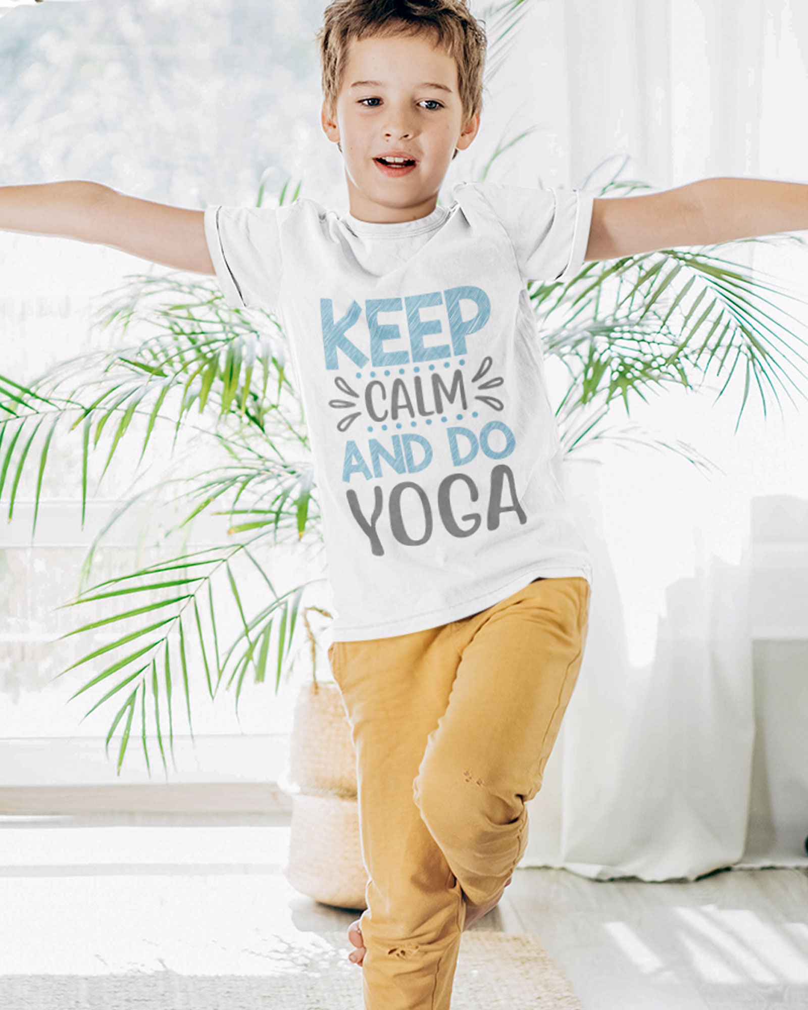 Keep calm and do yoga tshirt for boy