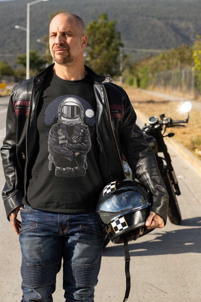 Man t-shirt Leather Jacket Astronaut Rebel