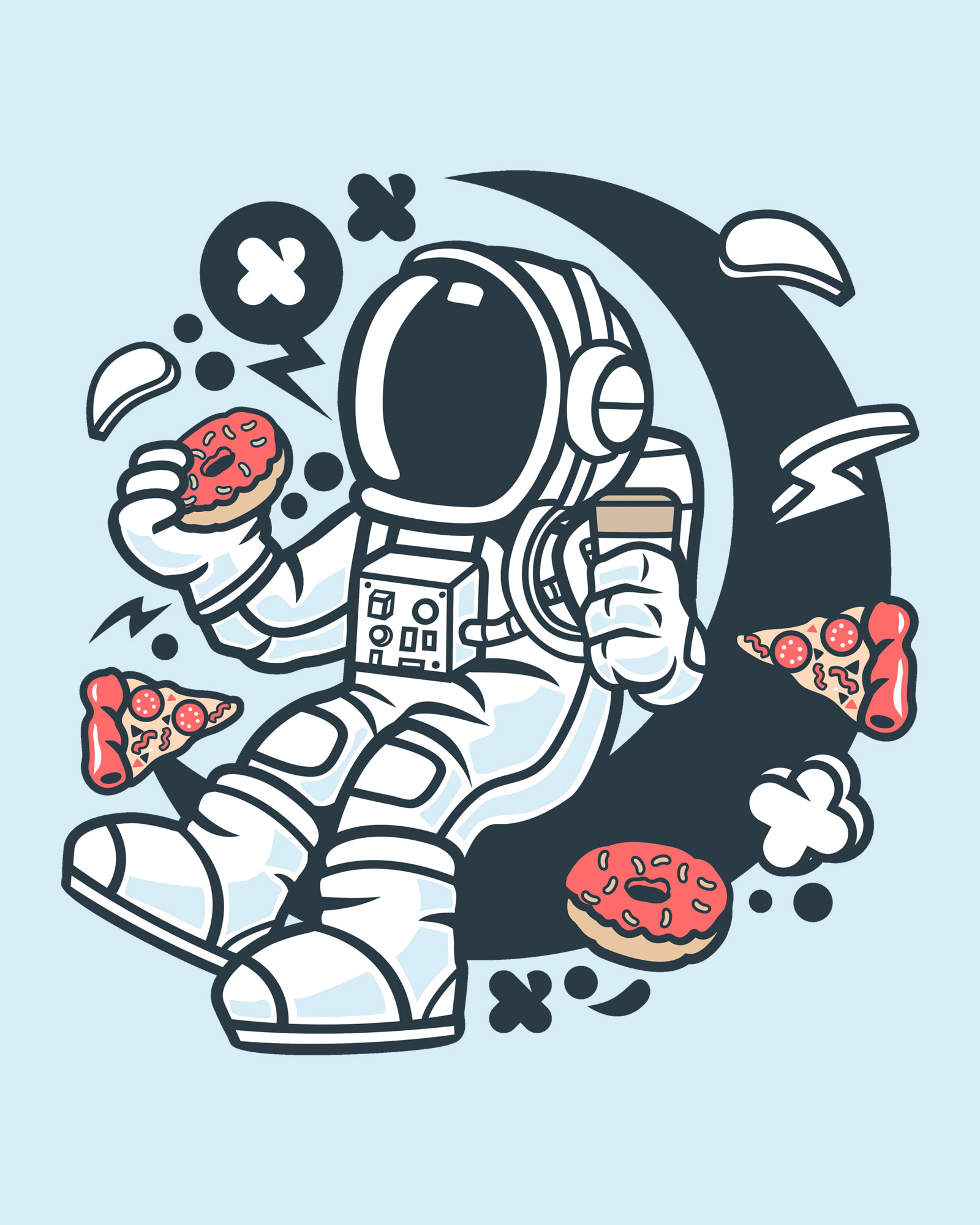 Astronaut coffee and donuts | Sky blue