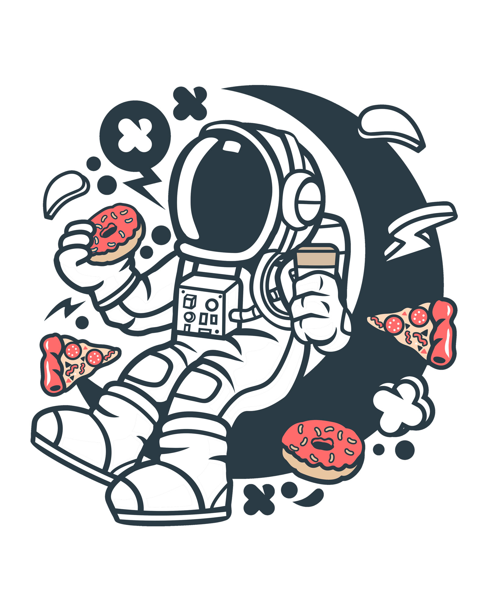 Astronaut coffee and donuts | White