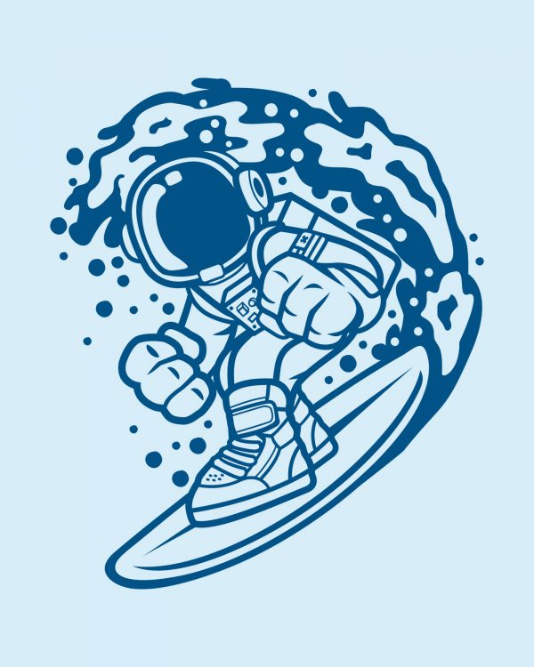 Astronaut surfing | Light blue