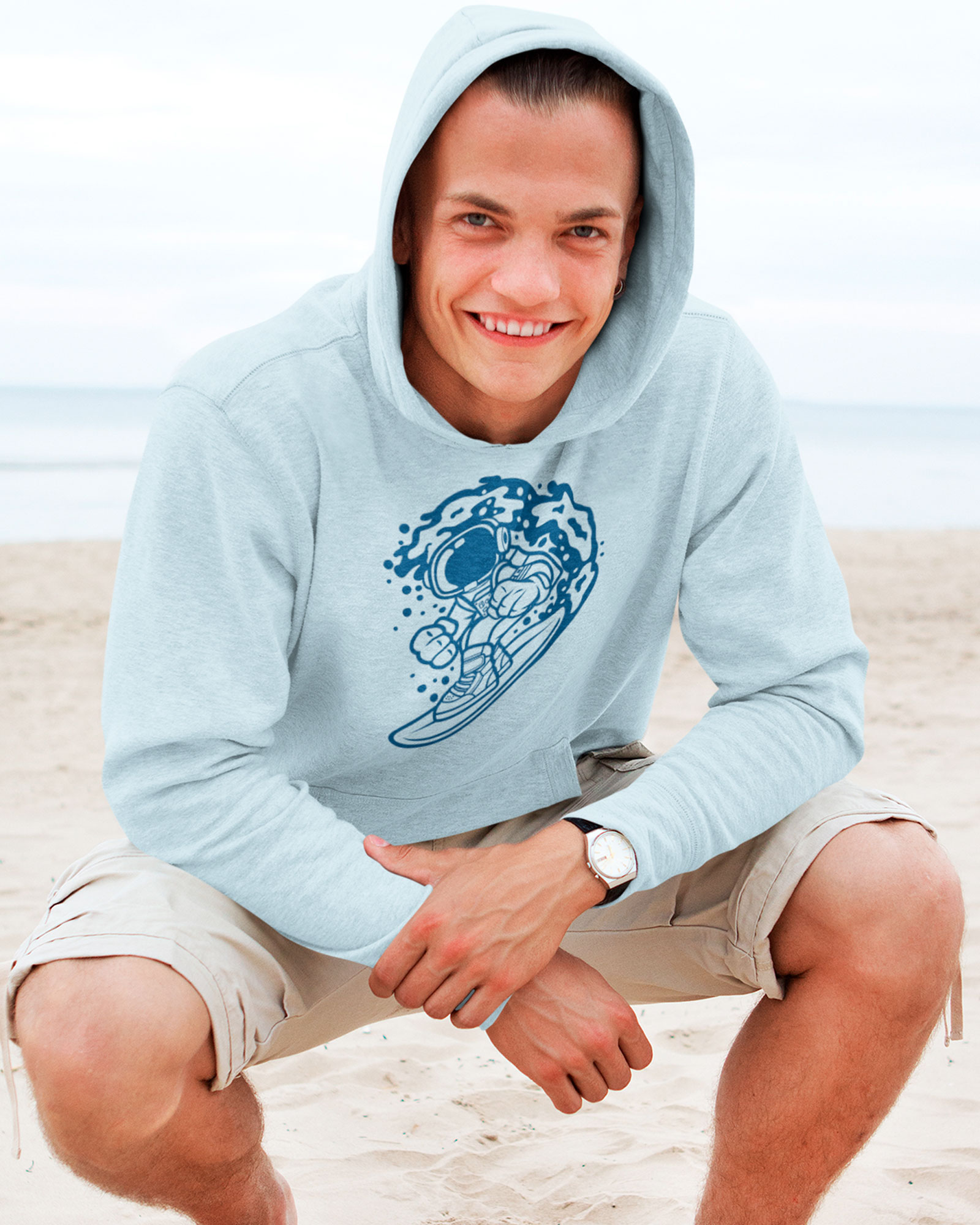 Astronaut surfing | Hoodie for man